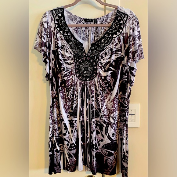 Apt 9 Black & White Short Sleeve Blouse - Picture 6 of 6